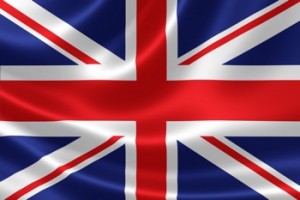 3D rendition of the UK flag on satin textile texture.